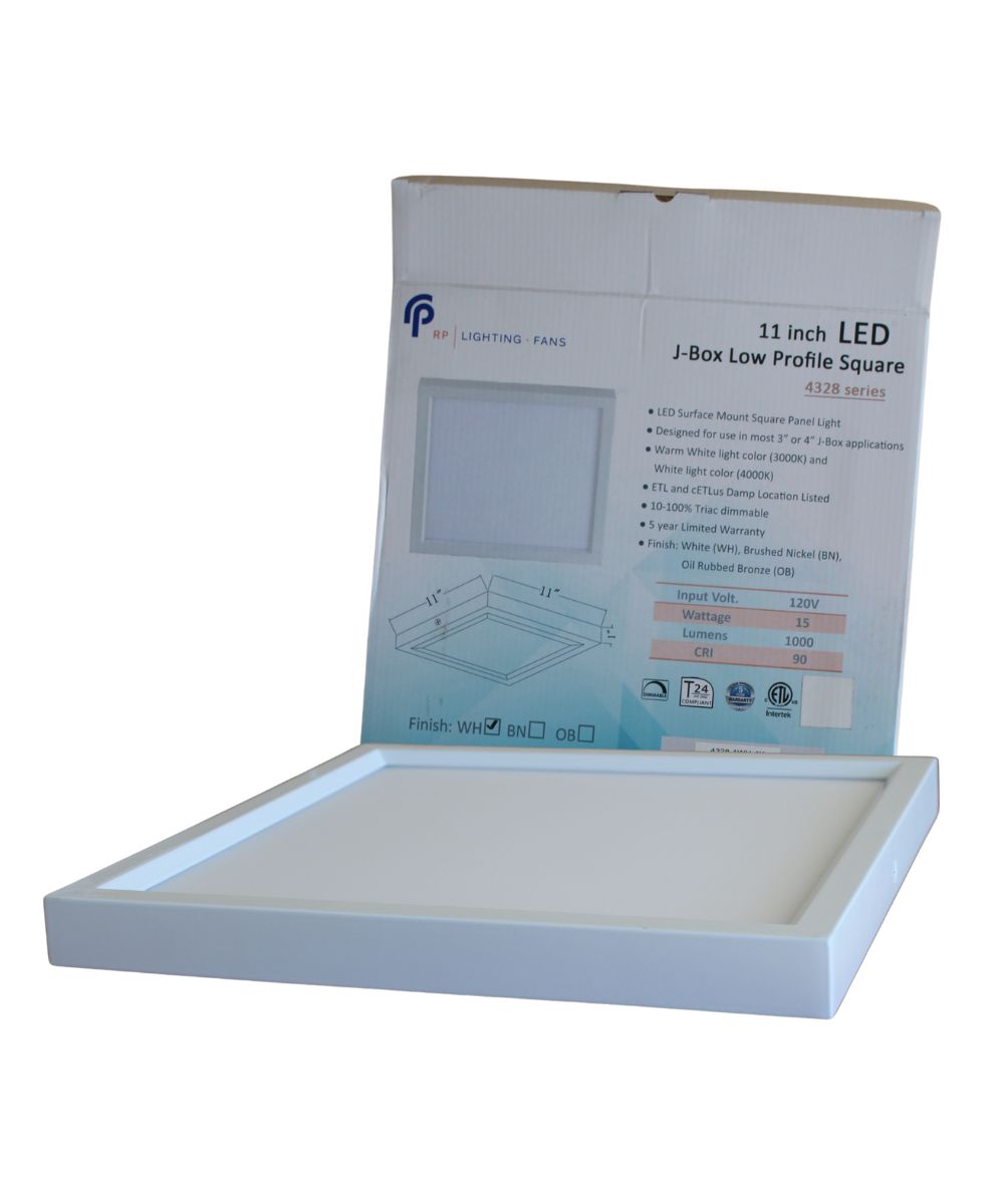 11"W 1-Light Square LED Flush Mount Light Fixture White Acrylic Finish LampsUSA