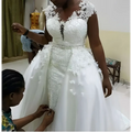 African Mermaid Detachable Lace Wedding Dress