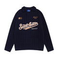 Letter embroidery V-neck casual sweater American Smart