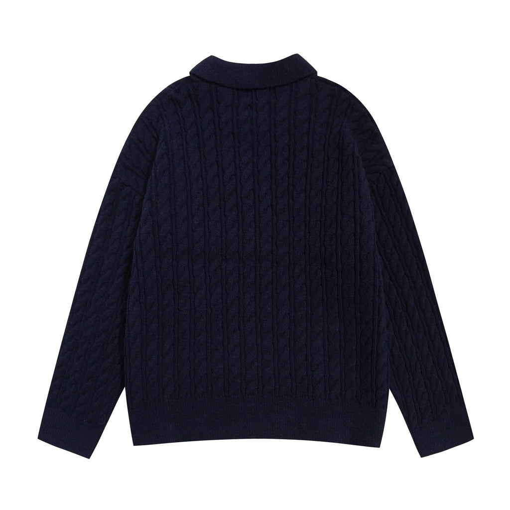 Letter embroidery V-neck casual sweater American Smart