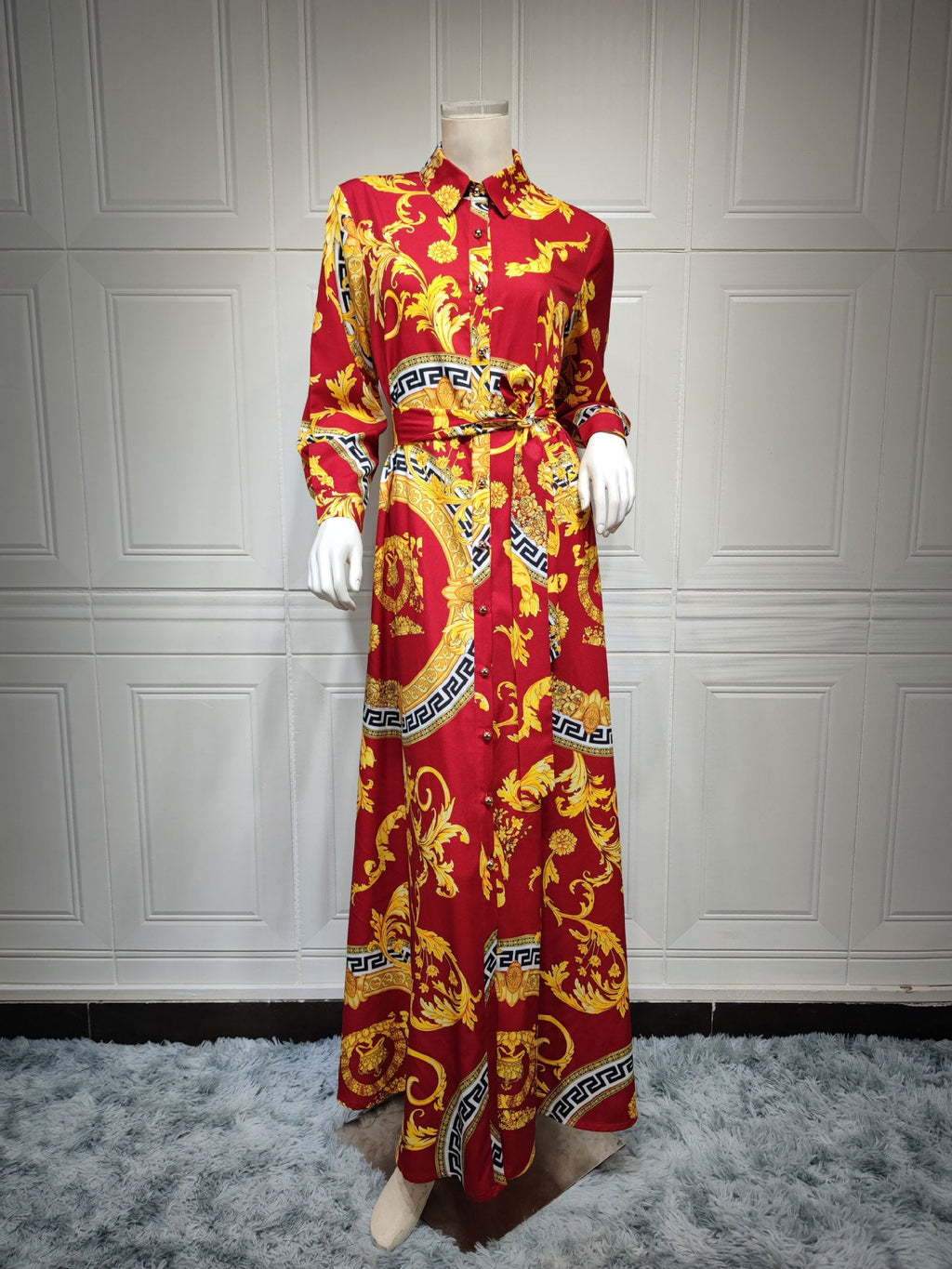 Swing Ladies Print Shirt Dress Middle East Ladies Clothing American Smart