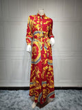 Swing Ladies Print Shirt Dress Middle East Ladies Clothing American Smart