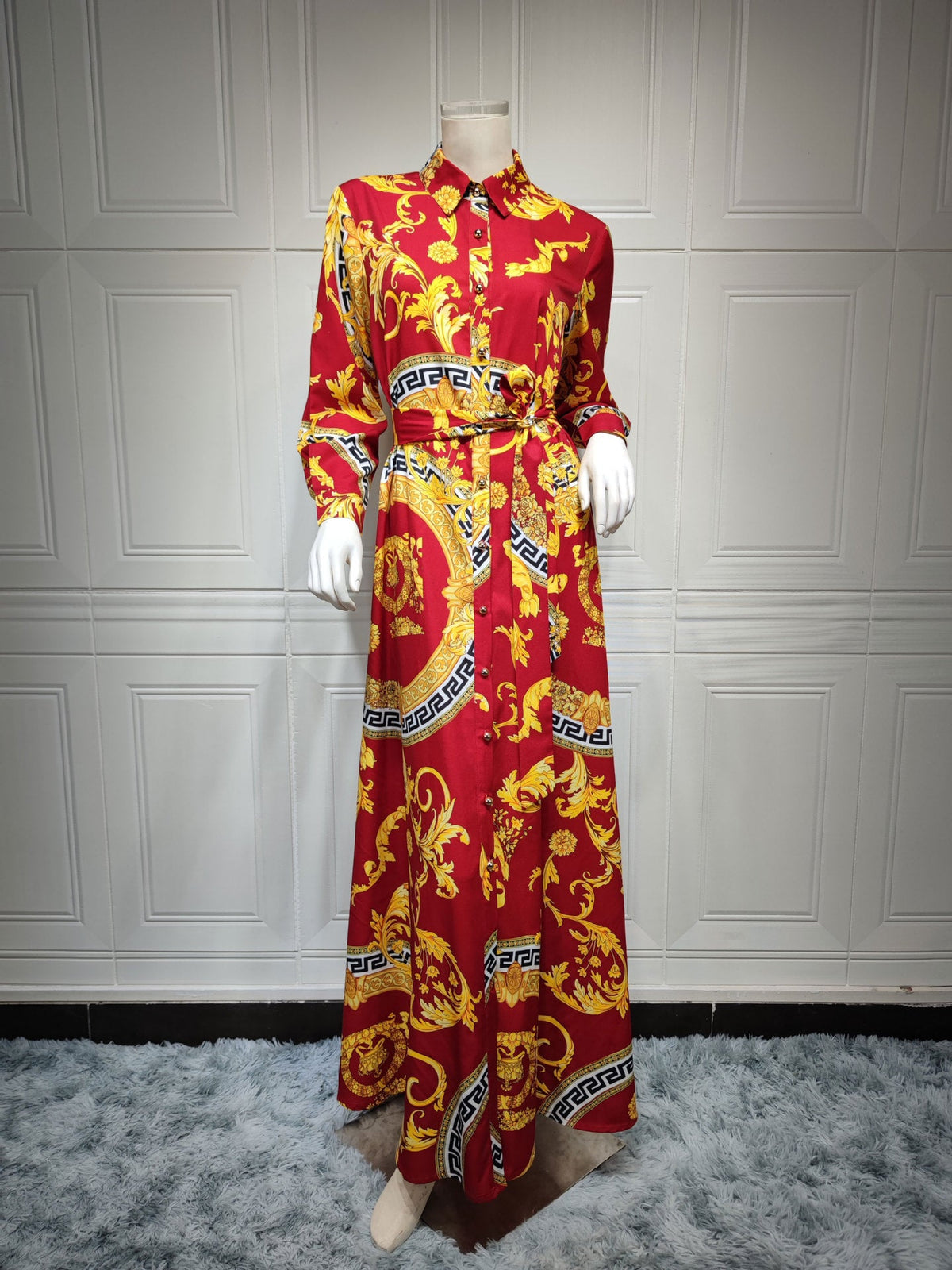 Swing Ladies Print Shirt Dress Middle East Ladies Clothing American Smart