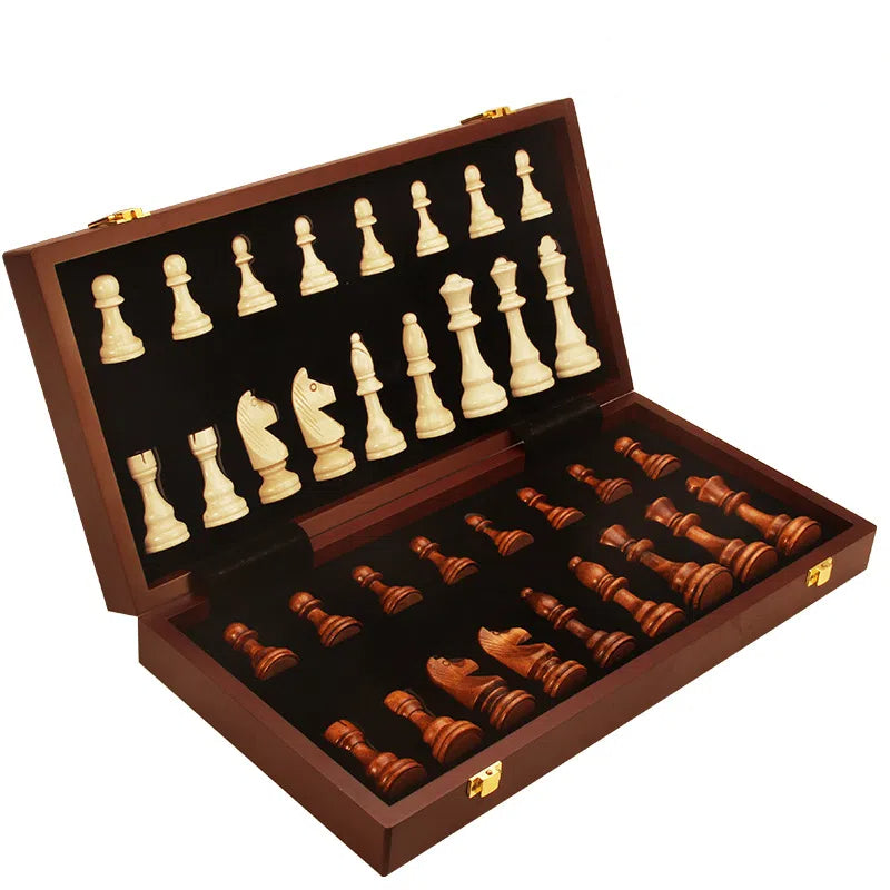 Magnetic Wood Chess Folding Chess Board Puzzle Game for Adults and Children Checkers Toy American Smart