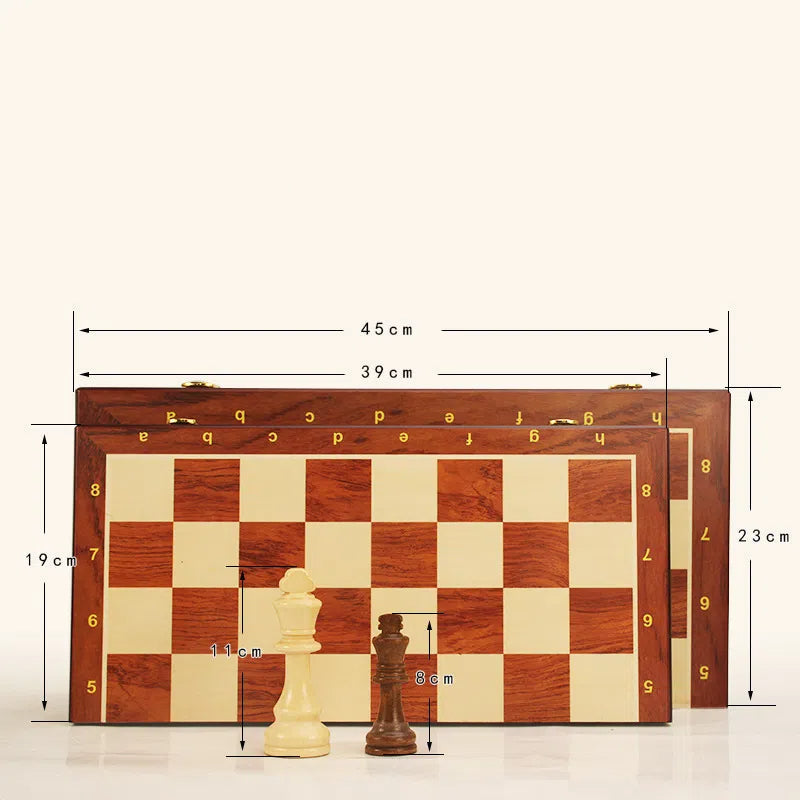 Magnetic Wood Chess Folding Chess Board Puzzle Game for Adults and Children Checkers Toy American Smart