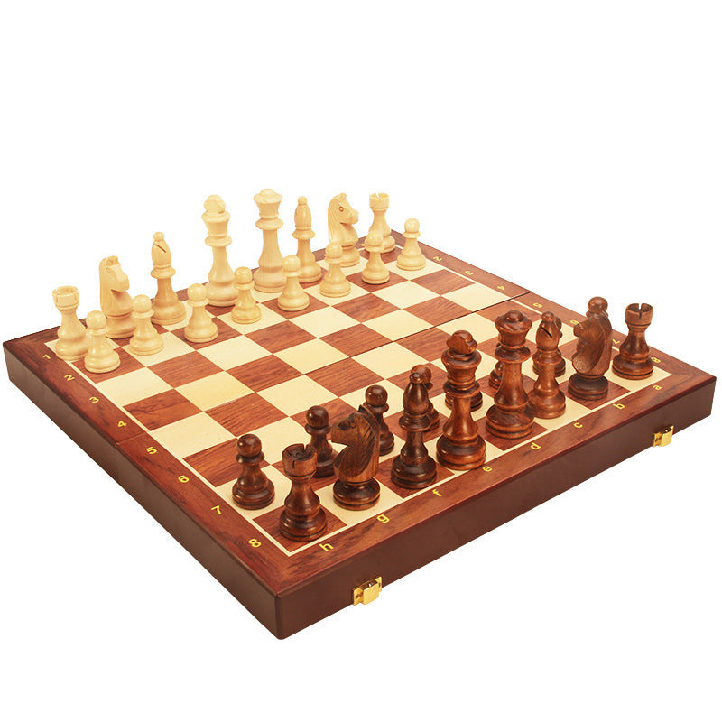 Magnetic Wood Chess Folding Chess Board Puzzle Game for Adults and Children Checkers Toy American Smart