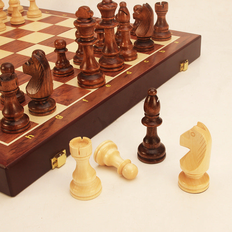 Magnetic Wood Chess Folding Chess Board Puzzle Game for Adults and Children Checkers Toy American Smart
