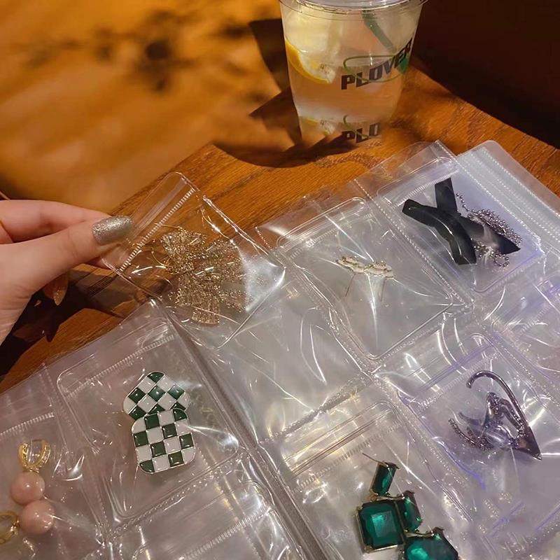 Anti-oxidation Jewelry Organizer Albums Desktop Drawer Storage Transparent Necklace Bracelet Ring Book Holder Jewelry Bag Portable Travel Jewelry Organizer Storage Book for Rings Necklaces Studs And Earrings