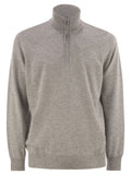 Brunello Cucinelli Men High-Necked Cashmere Sweater With Zip Opening