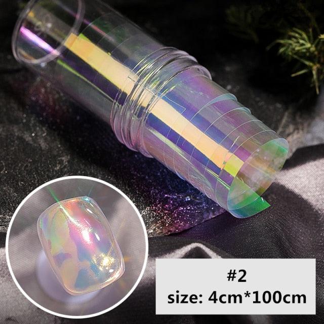Aurora Nails Glass Foil Film Sticker Cellophane Paper Korean Nail Trend Design Ice Cube Manicure Accessories Heart Nail Art Stickers Glitter Decals Decoration Stickers Glitter Decals Love Nail Sequins Laser Heart Nail Supplies Sparkle Nail