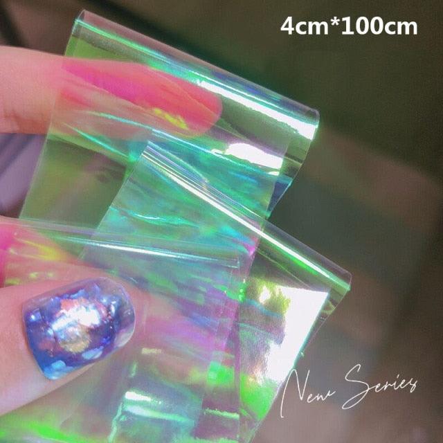 Aurora Nails Glass Foil Film Sticker Cellophane Paper Korean Nail Trend Design Ice Cube Manicure Accessories Heart Nail Art Stickers Glitter Decals Decoration Stickers Glitter Decals Love Nail Sequins Laser Heart Nail Supplies Sparkle Nail