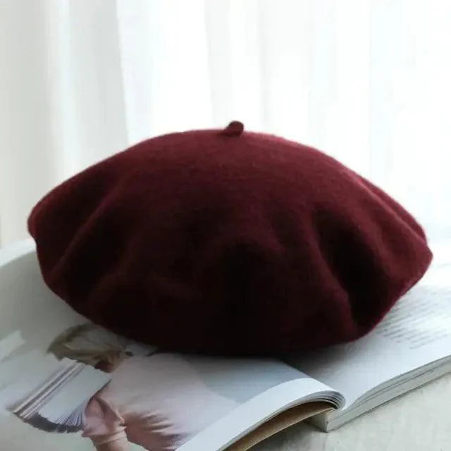 Autumn Winter Hat 100% Pure Wool For Winter  Women Painter Hat Vintage Girls For Casual Wear Female Warm Walking Cap Classic Wool Cool Beret for Men and Women Stevvex