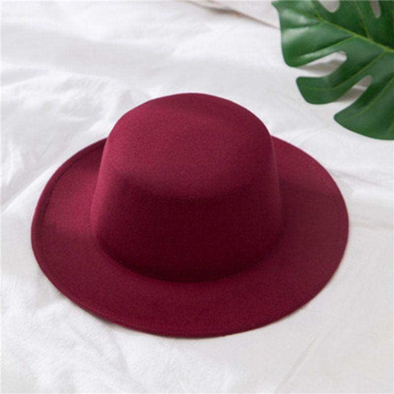 Autumn Winter Polyester Flat Top Hat For Women's Luxury Wide Fedora Hat Jazz Cap Classic Wide Hat Women Comfortable Elegant Hat For Summer Classic Design Stevvex