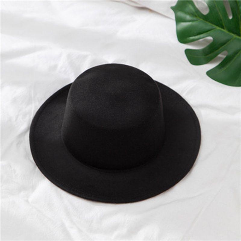 Autumn Winter Polyester Flat Top Hat For Women's Luxury Wide Fedora Hat Jazz Cap Classic Wide Hat Women Comfortable Elegant Hat For Summer Classic Design Stevvex