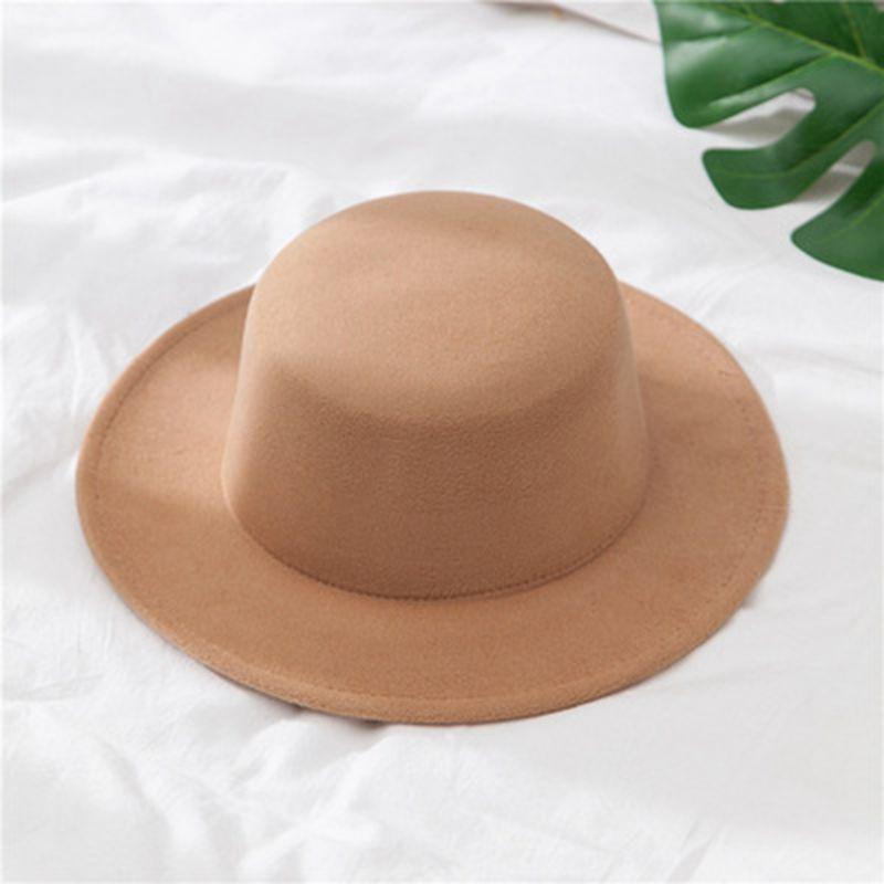 Autumn Winter Polyester Flat Top Hat For Women's Luxury Wide Fedora Hat Jazz Cap Classic Wide Hat Women Comfortable Elegant Hat For Summer Classic Design Stevvex