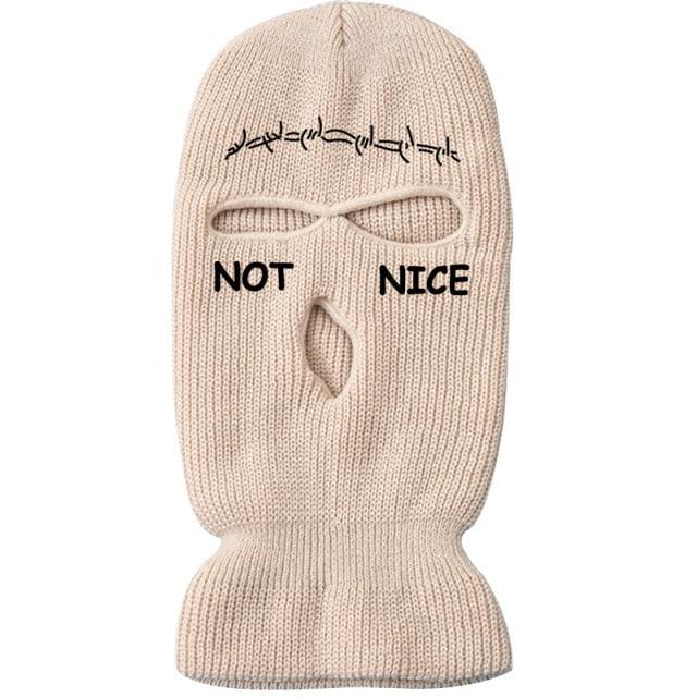 Autumn Winter Ski Mask 3-Hole Knit Hat Full Face Cover Balaclava Hats Funny Party Embroidery Beanies Caps Hole Knitted Full Face Cover Ski Neck Gaiter, Winter Balaclava Warm Knit Beanie for Outdoor Sports Outdoor Full Face Cover Thermal Ski Mask One Size Stevvex