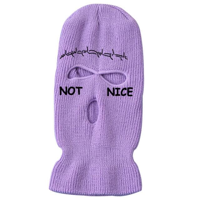 Autumn Winter Ski Mask 3-Hole Knit Hat Full Face Cover Balaclava Hats Funny Party Embroidery Beanies Caps Hole Knitted Full Face Cover Ski Neck Gaiter, Winter Balaclava Warm Knit Beanie for Outdoor Sports Outdoor Full Face Cover Thermal Ski Mask One Size Stevvex