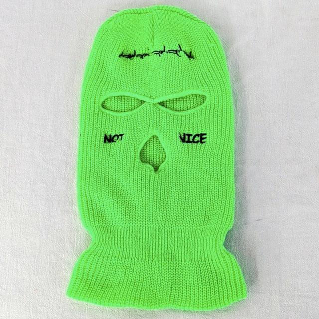 Autumn Winter Ski Mask 3-Hole Knit Hat Full Face Cover Balaclava Hats Funny Party Embroidery Beanies Caps Hole Knitted Full Face Cover Ski Neck Gaiter, Winter Balaclava Warm Knit Beanie for Outdoor Sports Outdoor Full Face Cover Thermal Ski Mask One Size Stevvex
