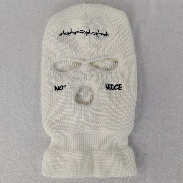Autumn Winter Ski Mask 3-Hole Knit Hat Full Face Cover Balaclava Hats Funny Party Embroidery Beanies Caps Hole Knitted Full Face Cover Ski Neck Gaiter, Winter Balaclava Warm Knit Beanie for Outdoor Sports Outdoor Full Face Cover Thermal Ski Mask One Size Stevvex
