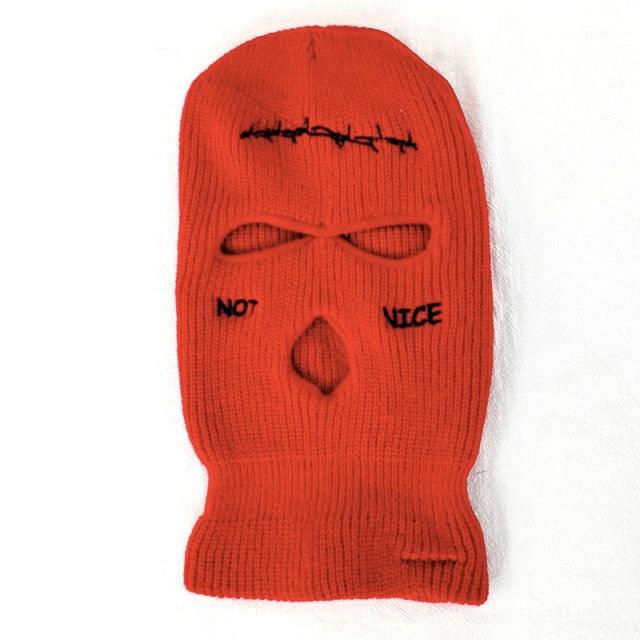 Autumn Winter Ski Mask 3-Hole Knit Hat Full Face Cover Balaclava Hats Funny Party Embroidery Beanies Caps Hole Knitted Full Face Cover Ski Neck Gaiter, Winter Balaclava Warm Knit Beanie for Outdoor Sports Outdoor Full Face Cover Thermal Ski Mask One Size Stevvex