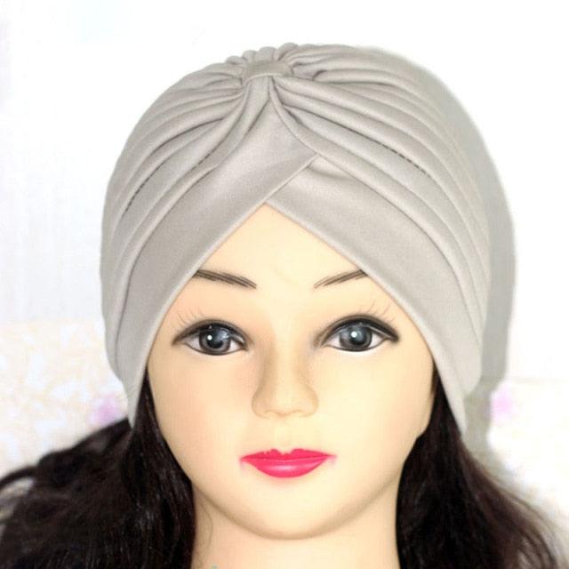 Autumn Winter Warm Headwear Soft Shine Silver Gold Lightweight Knot Twist Turban Headbands Cap Casual Streetwear Hats For Women Stevvex
