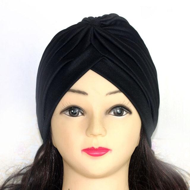 Autumn Winter Warm Headwear Soft Shine Silver Gold Lightweight Knot Twist Turban Headbands Cap Casual Streetwear Hats For Women Stevvex