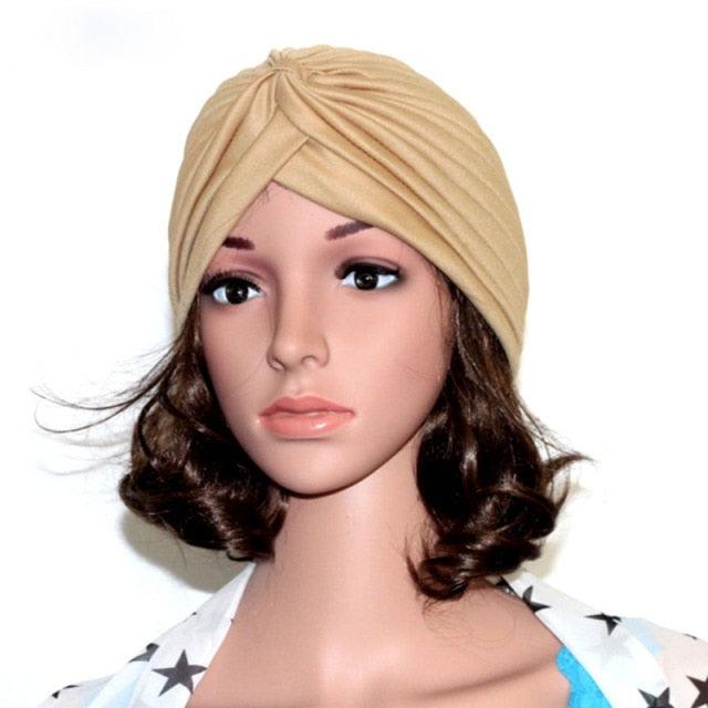 Autumn Winter Warm Headwear Soft Shine Silver Gold Lightweight Knot Twist Turban Headbands Cap Casual Streetwear Hats For Women Stevvex