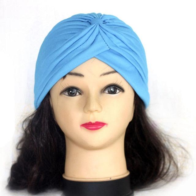 Autumn Winter Warm Headwear Soft Shine Silver Gold Lightweight Knot Twist Turban Headbands Cap Casual Streetwear Hats For Women Stevvex