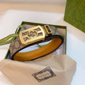GUCCI Embellished coated-canvas and leather belt 'Beige' Banlieue91