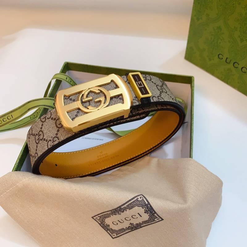 GUCCI Embellished coated-canvas and leather belt 'Beige' Banlieue91
