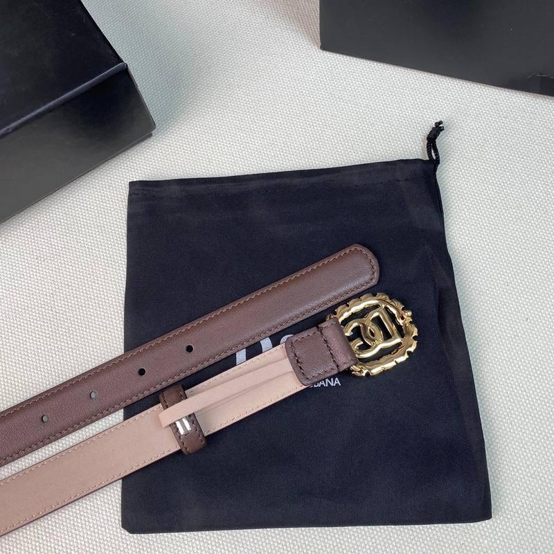 Dolce Gabbana Women Calfskin belt with bejeweled DG logo 'Beige' Banlieue91