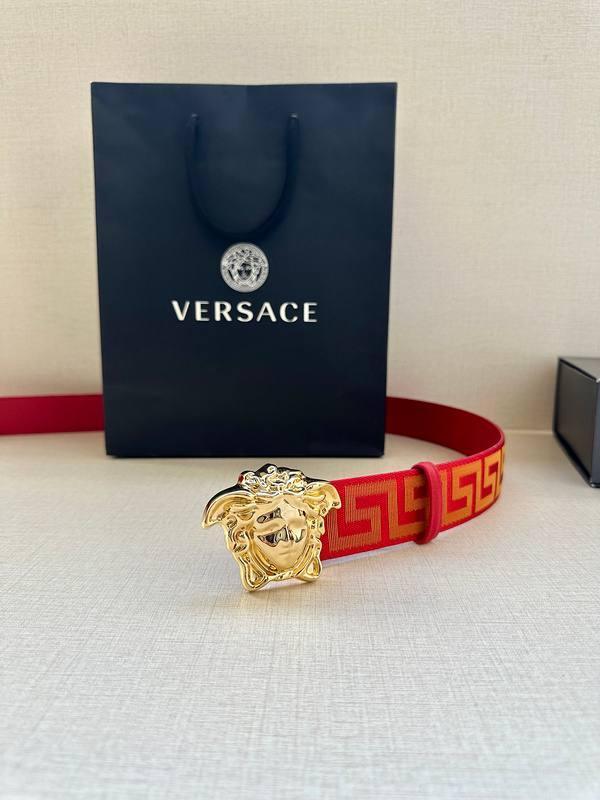 VERSACE La Medusa La Greca Belt In Red Gold Banlieue91