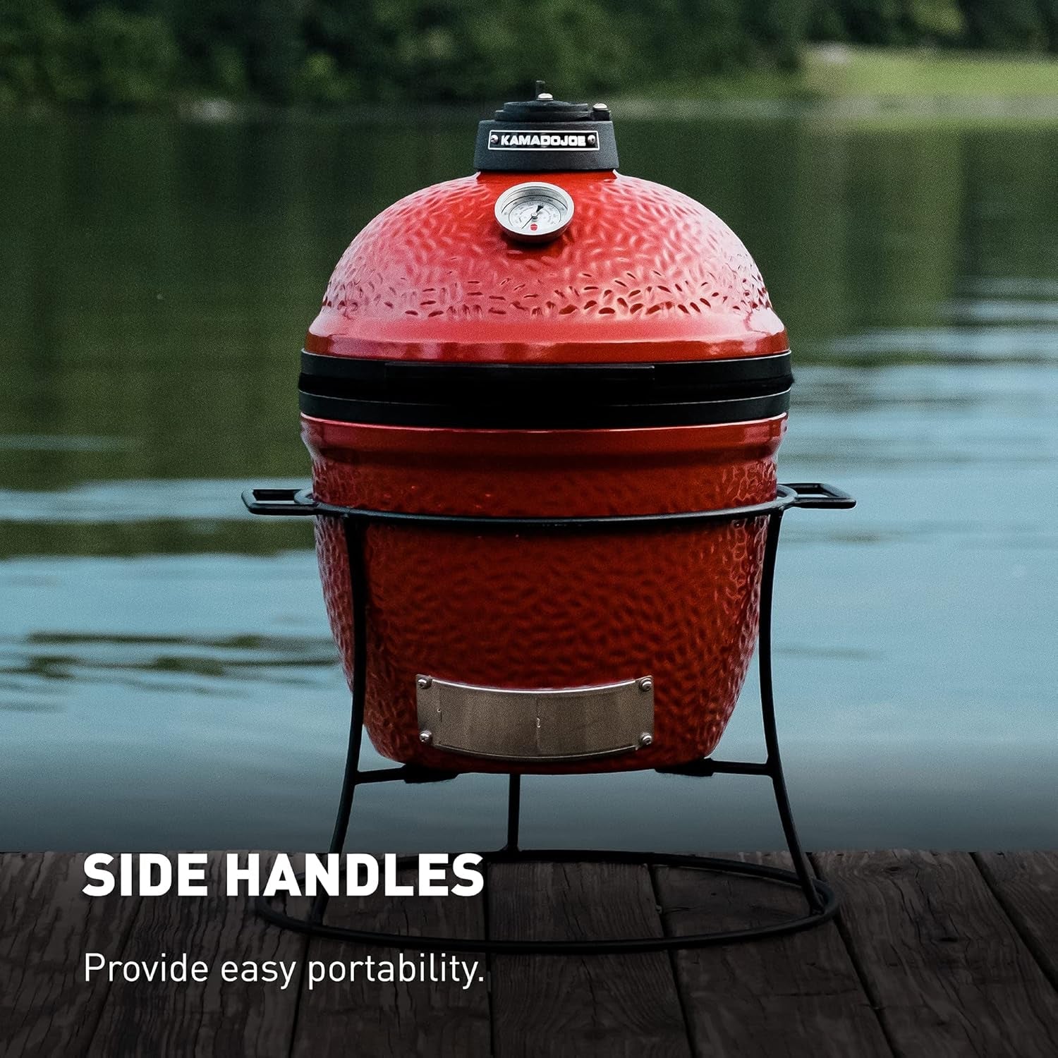 13.5-Inch Portable Ceramic Charcoal Grill With Stand