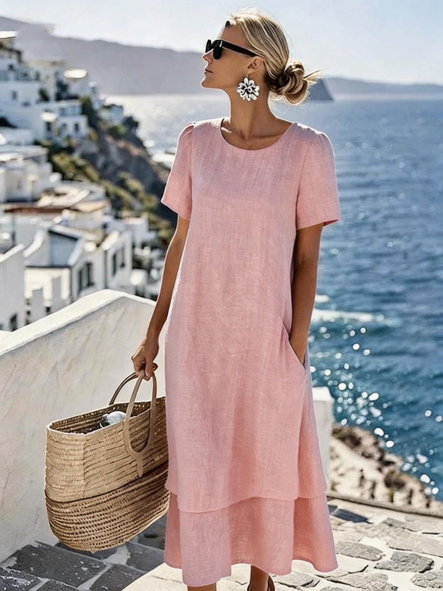 Women's Plus-Size Patchwork Maxi Dress – Relaxed Fit Casual Skirt FitiqueFit