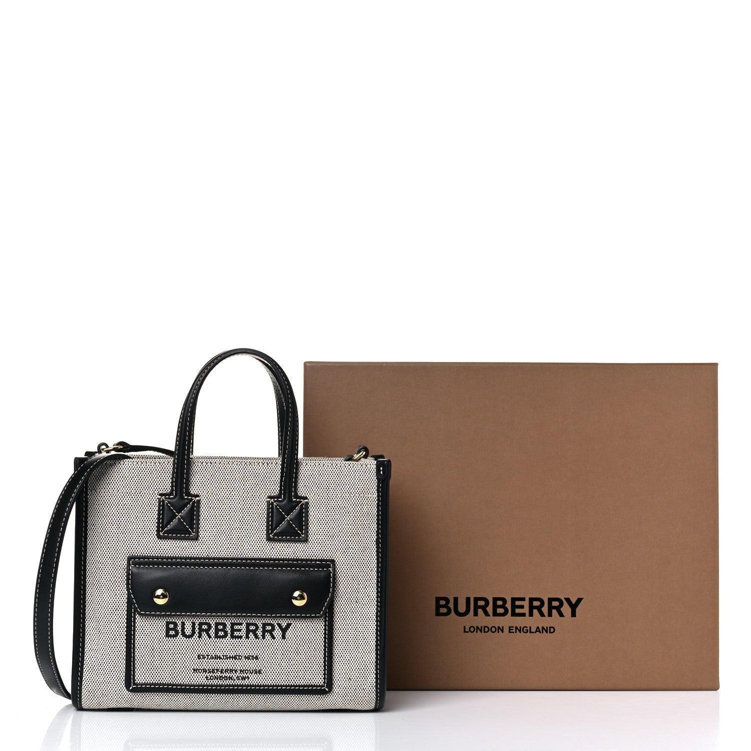 Burberry Canvas Smooth Calfskin Mini Two Tone Freya Tote Banlieue91