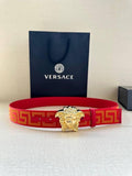 VERSACE La Medusa La Greca Belt In Red Gold Banlieue91