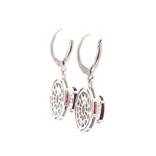 .38ct Garnet Diamond Dangle Earrings Sterling Silver Bids.com