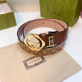 GUCCI Embellished coated-canvas and leather belt 'Brown' Banlieue91