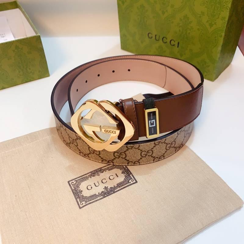 GUCCI Embellished coated-canvas and leather belt 'Brown' Banlieue91