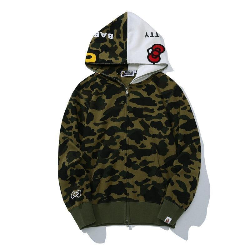 BAPE Sanrio Milo Hello Kitty Split Face 1st Camo Full Zip Hoodie A Bathing Ape Green Banlieue91
