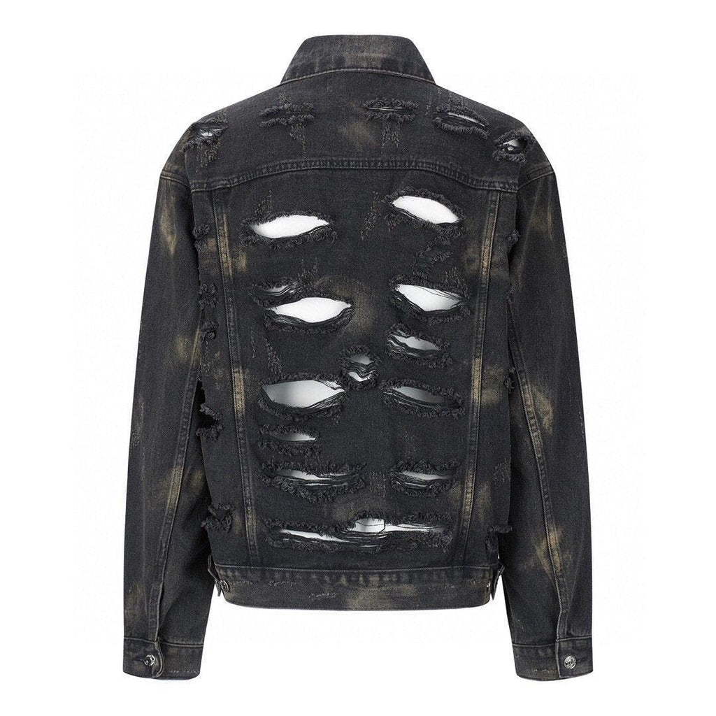 Balenciaga Oversized Distressed Denim Jacket - Black Banlieue91
