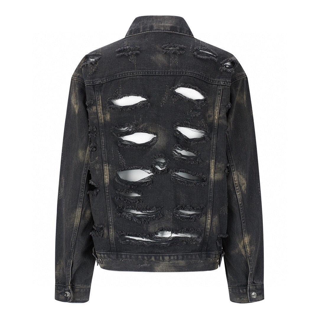 Balenciaga Oversized Distressed Denim Jacket - Black Banlieue91