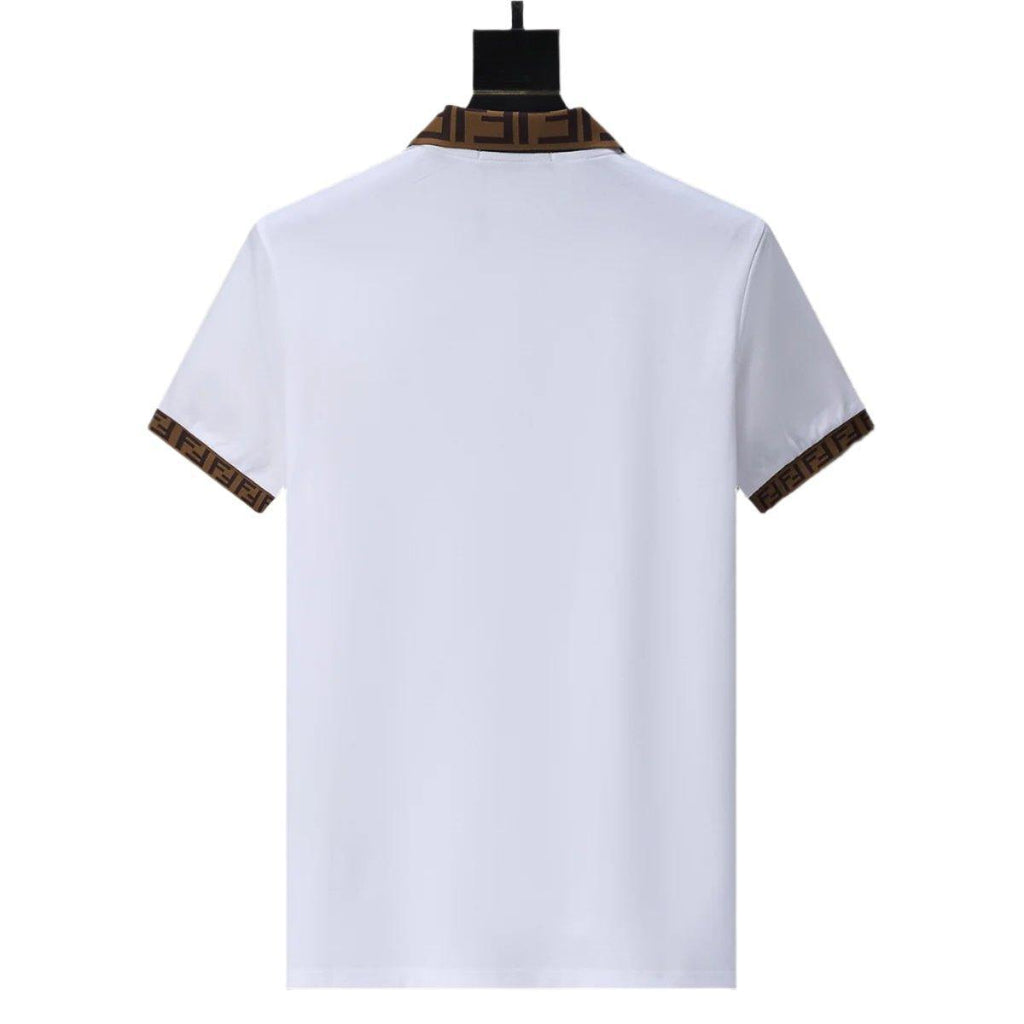 Fendi White T-shirt with Collar Banlieue91