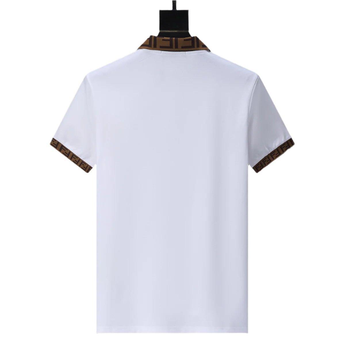 Fendi White T-shirt with Collar Banlieue91