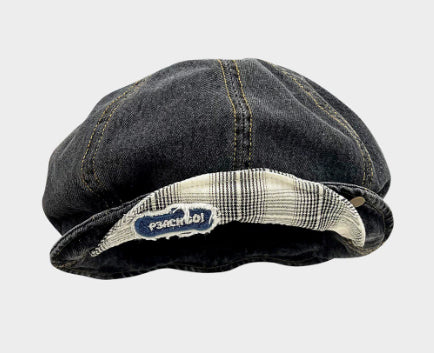 Double-Brim Turned-Up Denim Beret – Breathable Cotton Hat for Women FitiqueFit