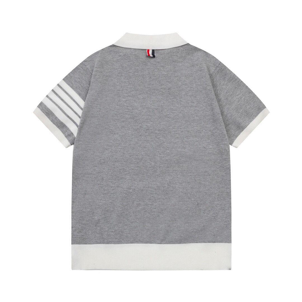 Thom Browne Grey & White T-Shirt with Collar Banlieue91