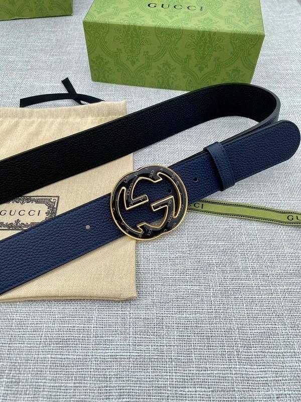 GUCCI Embellished coated-canvas and leather belt 'Blue' Banlieue91