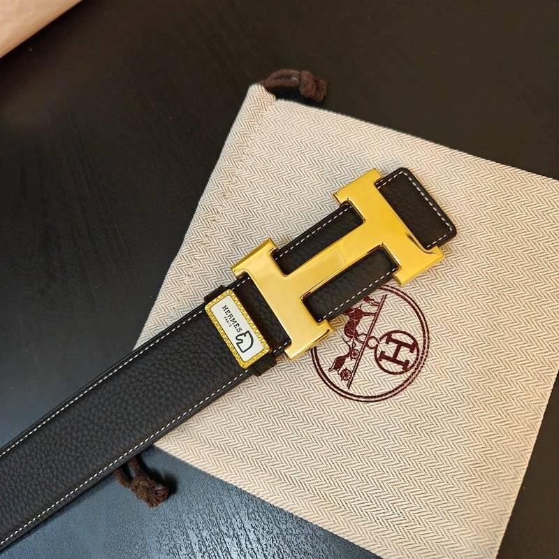 Hermes Men Gold Buckle Belt 'Black' Banlieue91