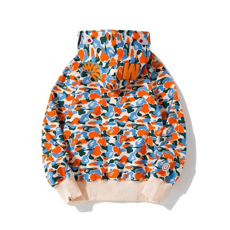 BAPE Camo Shark Full Zip Hoodie Purple Yellow Blue Banlieue91