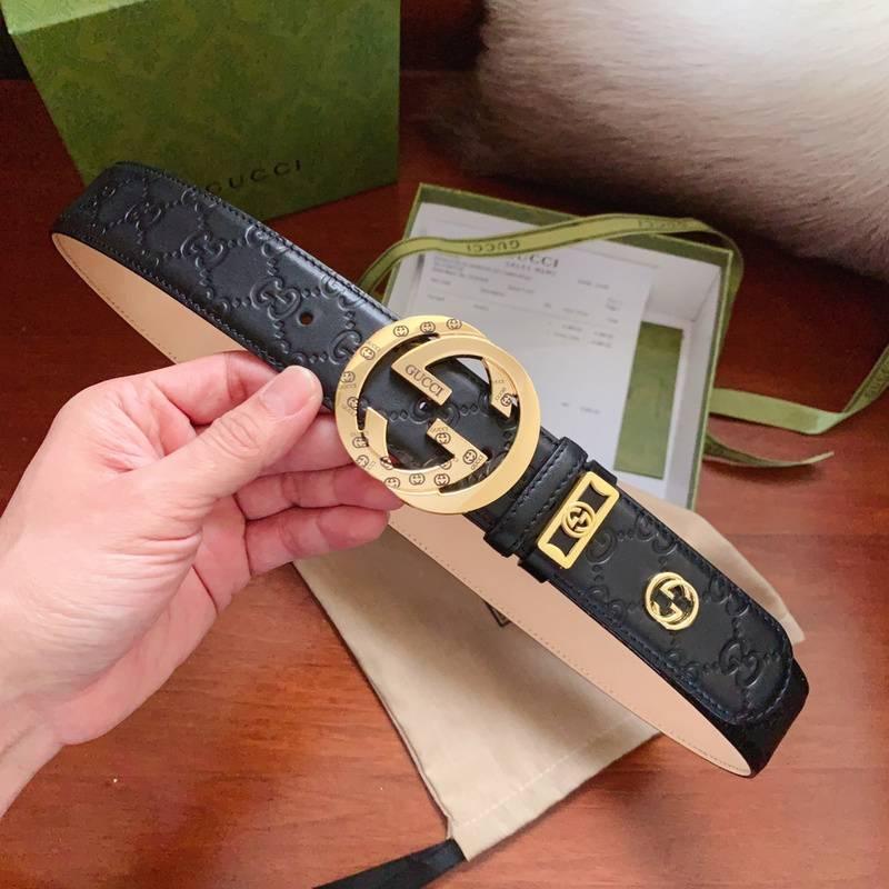 GUCCI Embellished coated-canvas and leather belt 'Black' Banlieue91